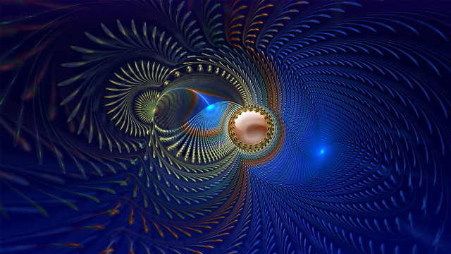 Blue gold swirl white ball free wallpaper for desktop - medium preview image