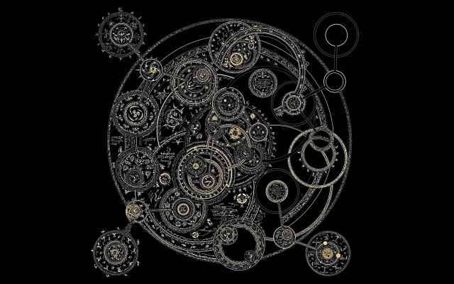 Black white clock gears background #2 free wallpaper for desktop - medium preview image