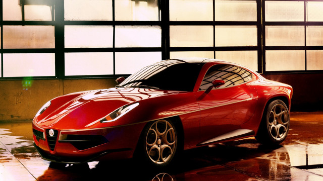 Red sports car garage windows free wallpaper for desktop - medium preview image