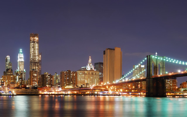 City skyline bridge river night #37 free wallpaper for desktop - medium preview image