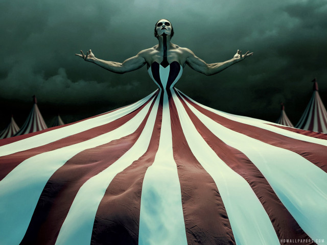 Woman skeleton head striped tent free wallpaper for desktop - medium preview image