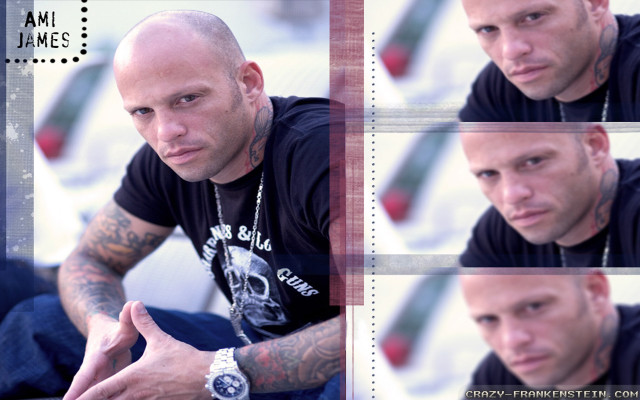 Bald man tattoos hand gesture free wallpaper for desktop - medium preview image