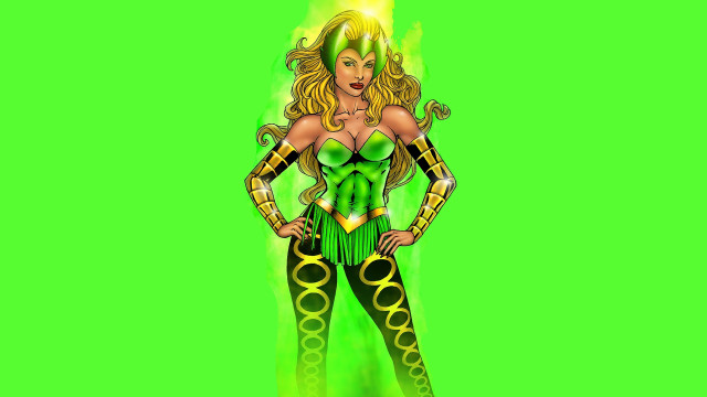 Woman green yellow costume background free wallpaper for desktop - medium preview image