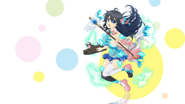 Anime girl broom purse bubbles free wallpaper for desktop - medium preview image