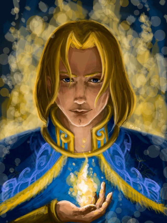 Woman glowing fire blue background free wallpaper for mobile - medium preview image