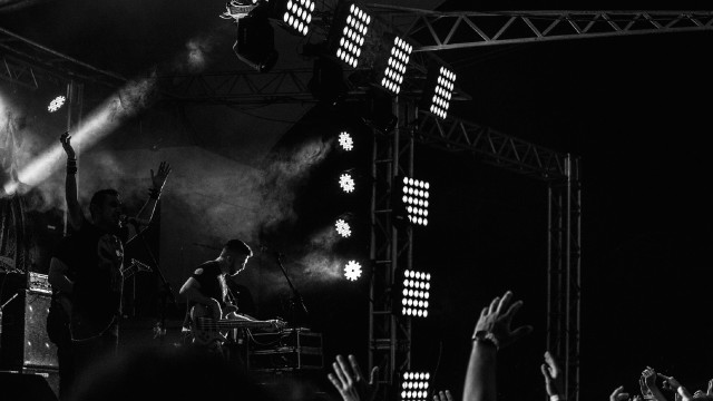 Band stage hands up lights free wallpaper for desktop - medium preview image