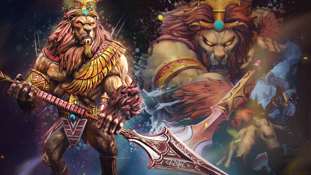 Lions sword demon crown painting free wallpaper for desktop - medium preview image