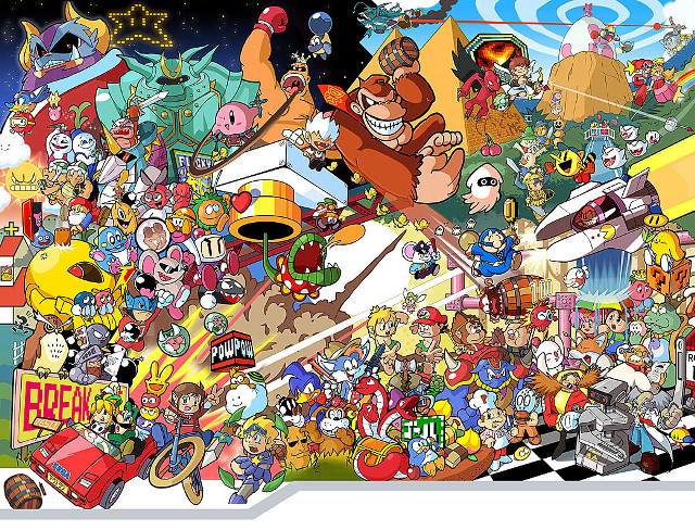 Cartoon characters racing track crowd free wallpaper for desktop - medium preview image