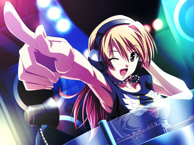 Girl headphones dj set club free wallpaper for desktop - medium preview image