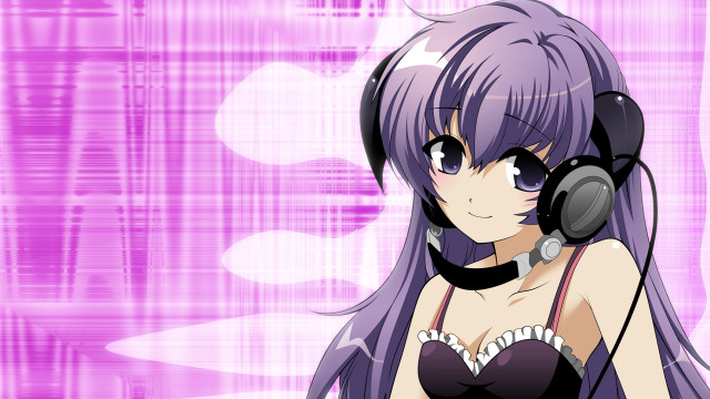 Woman headphones purple background pink free wallpaper for desktop - medium preview image