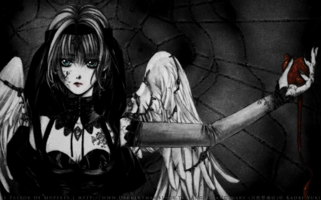 Woman angel wings knife blood free wallpaper for desktop - medium preview image