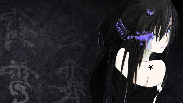 Girl black hair purple eyes free wallpaper for desktop - medium preview image