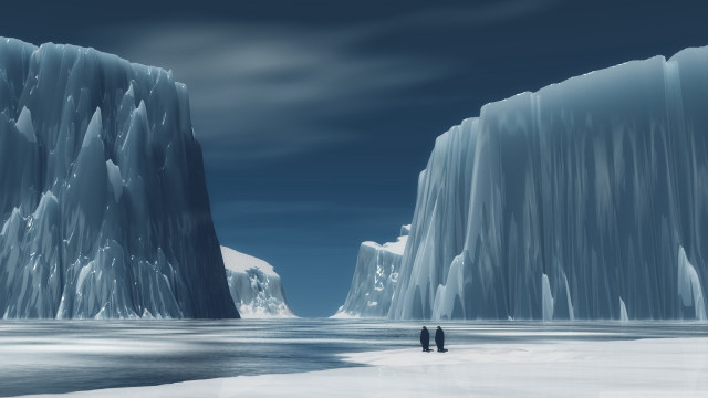 Two people iceberg ocean moon free wallpaper for desktop - medium preview image