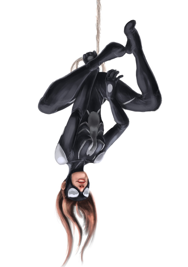 Woman cat suit hanging rope free wallpaper for mobile - medium preview image