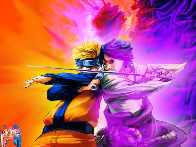 Two people colorful painting sword free wallpaper for desktop - medium preview image