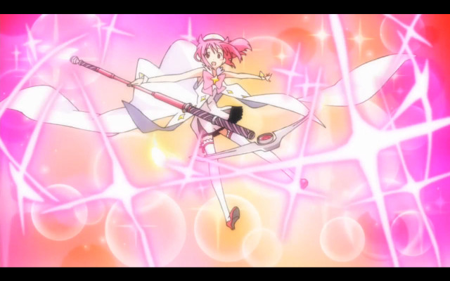 Pink girl sword stars bubbles free wallpaper for desktop - medium preview image