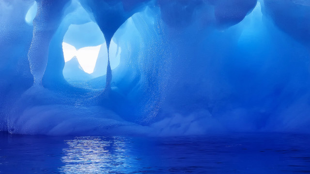 Blue ice cave water ice free wallpaper for desktop - medium preview image
