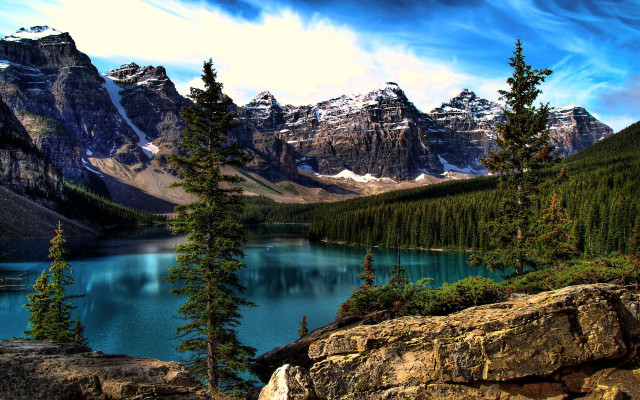 Lake mountains trees blue sky #43 free wallpaper for desktop - medium preview image