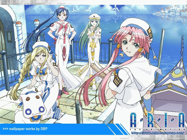 Anime girls pier long hair free wallpaper for desktop - medium preview image