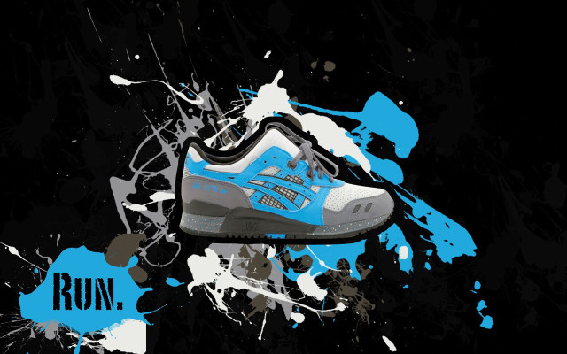 Blue black shoe paint splash free wallpaper for desktop - medium preview image