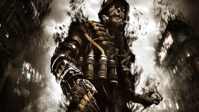 Skeleton man gun city clocktower free wallpaper for desktop - medium preview image