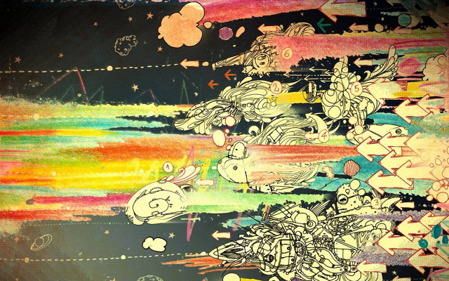 People horses rainbow background stars free wallpaper for desktop - medium preview image