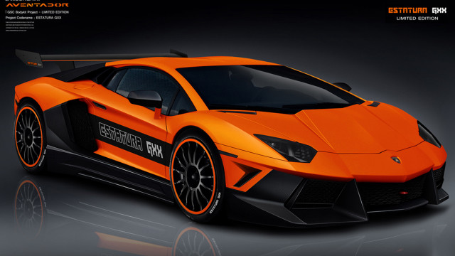 Orange sports car black background free wallpaper for desktop - medium preview image