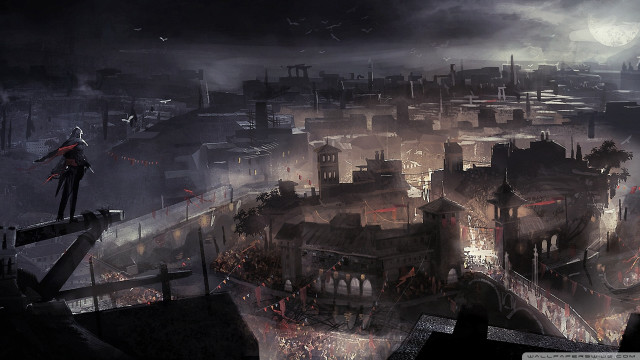 Man standing ledged city night #2 free wallpaper for desktop - medium preview image