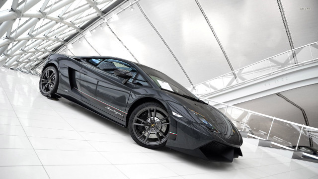 Grey sports car neoclassicism brickwall free wallpaper for desktop - medium preview image