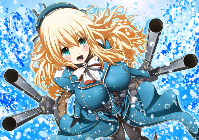 Anime character blue outfit snow free wallpaper for desktop - medium preview image