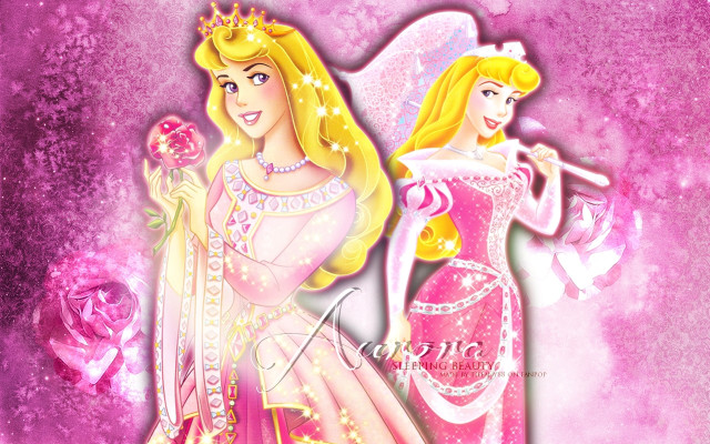 Princesses pink dresses rose background free wallpaper for desktop - medium preview image