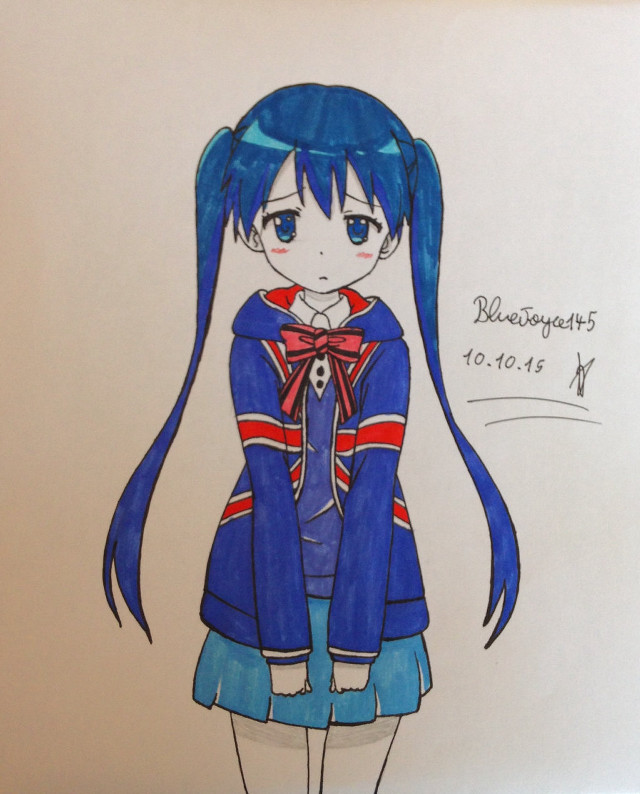 Girl blue hair bow dress free wallpaper for mobile - medium preview image