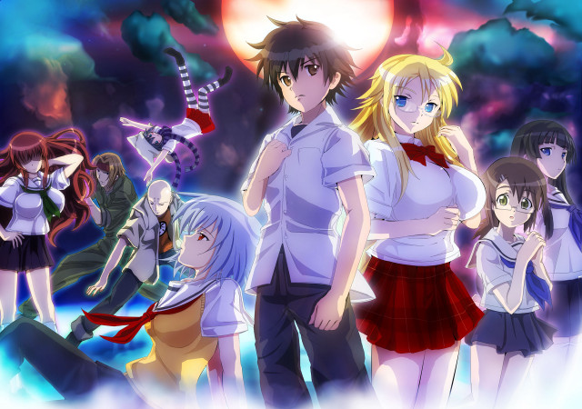 Anime characters full moon red free wallpaper for desktop - medium preview image