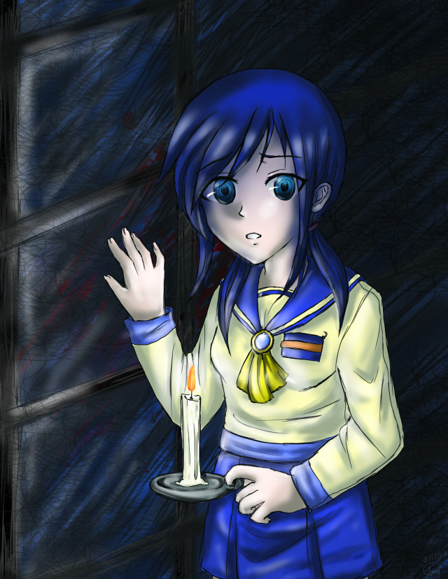 Girl holding candles drawing artwork free wallpaper for mobile - medium preview image