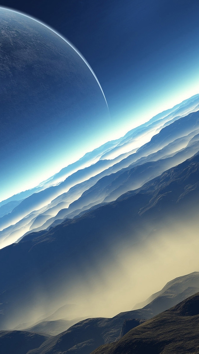 Distant planet space view foreground free wallpaper for mobile - medium preview image
