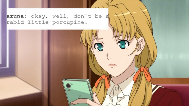 Girl holding cell phone text free wallpaper for desktop - medium preview image