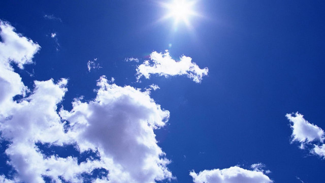 Bright sun clouds plane blue free wallpaper for desktop - medium preview image