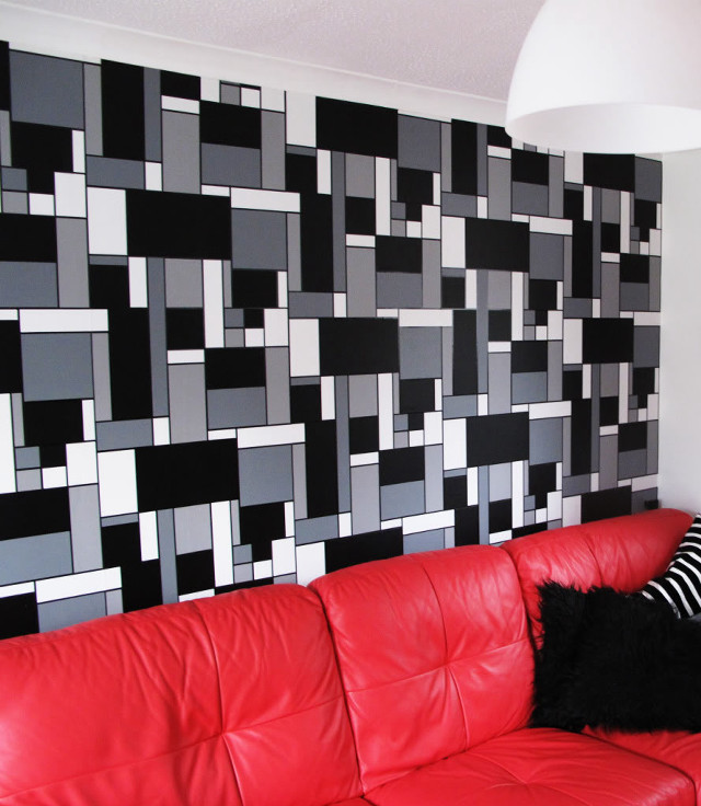 Red leather couch black white free wallpaper for tablet - medium preview image