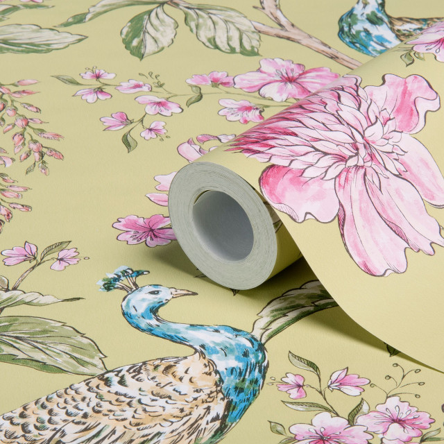 Floral peacock wallpaper design colorful free wallpaper for tablet - medium preview image