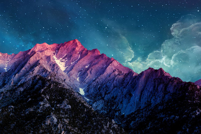 Mountain range stars clouds sky free wallpaper for desktop - medium preview image