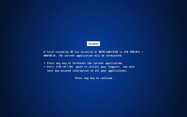 Blue screen message real application free wallpaper for desktop - medium preview image