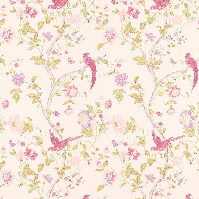 Pink green floral wallpaper birds #2 free wallpaper for tablet - medium preview image