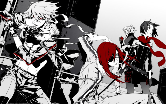 Anime characters red light black #2 free wallpaper for desktop - medium preview image