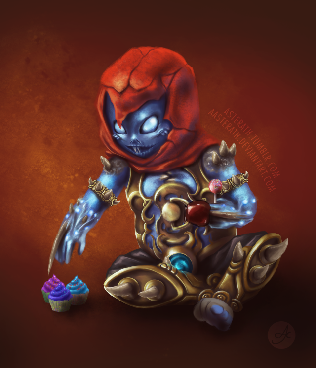 Cartoon character sitting cupcake demon free wallpaper for tablet - medium preview image