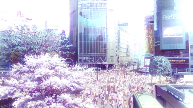 Crowd walking street tall buildings free wallpaper for desktop - medium preview image