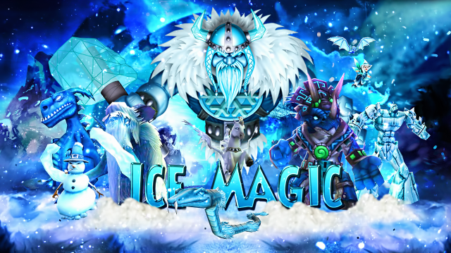Animated characters blue background ice free wallpaper for desktop - medium preview image
