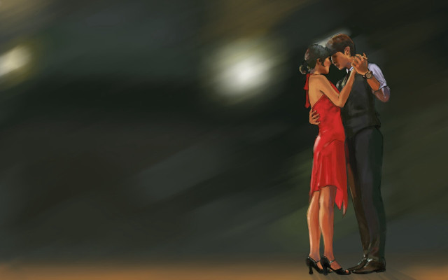 Couple kissing blurry background standing free wallpaper for desktop - medium preview image