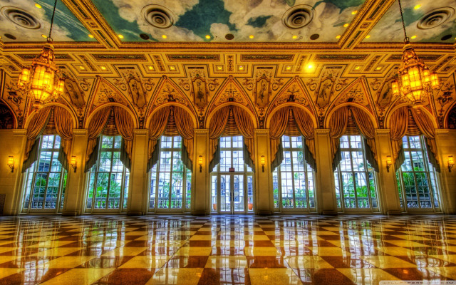 Large room checkered floor painted free wallpaper for desktop - medium preview image