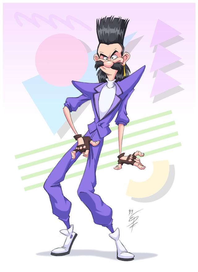 Cartoon character mustache purple suit free wallpaper for mobile - medium preview image