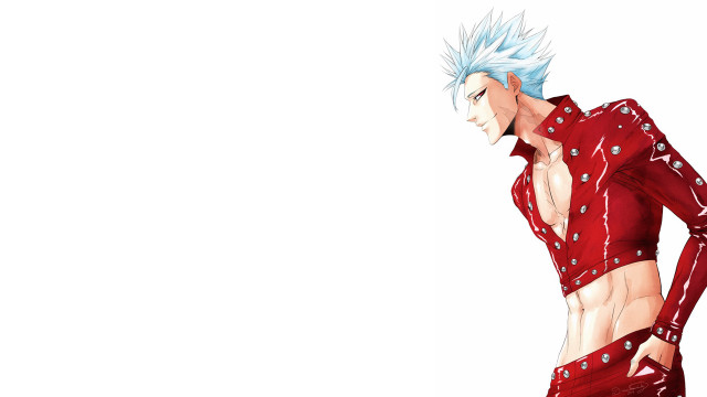 Blue hair red suit man free wallpaper for desktop - medium preview image